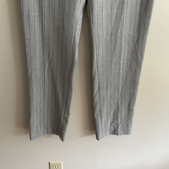 Ann Taylor Women 6 Gray Striped High Rise Bi-Stretch The Side Zip Straight Pant - Picture 3 of 10